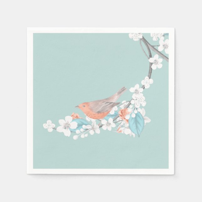 Vögel und Blume Serviette (Vorderseite)