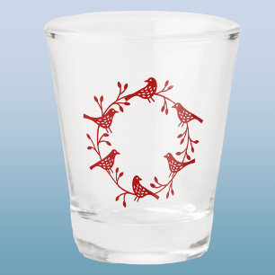 Vogel und Blume - Skandinavien Schnapsglas