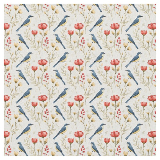 Vögel und Blume Stoff (Nahaufnahme)
