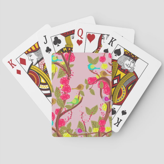 Vögel und Blume Vintagen Stils Spielkarten (Rückseite)