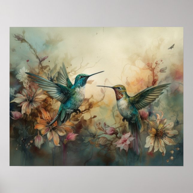 Vögel und Blume Vogelkunst Plakat (Vorne)
