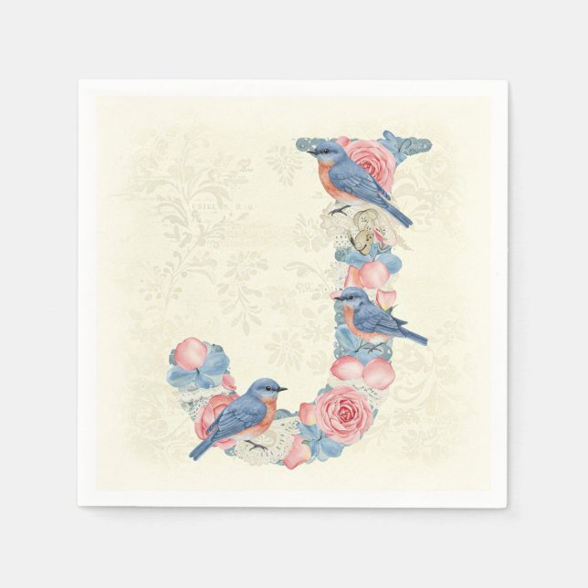 Vögel und Blume von Natasha Us Serviette (Vorderseite)