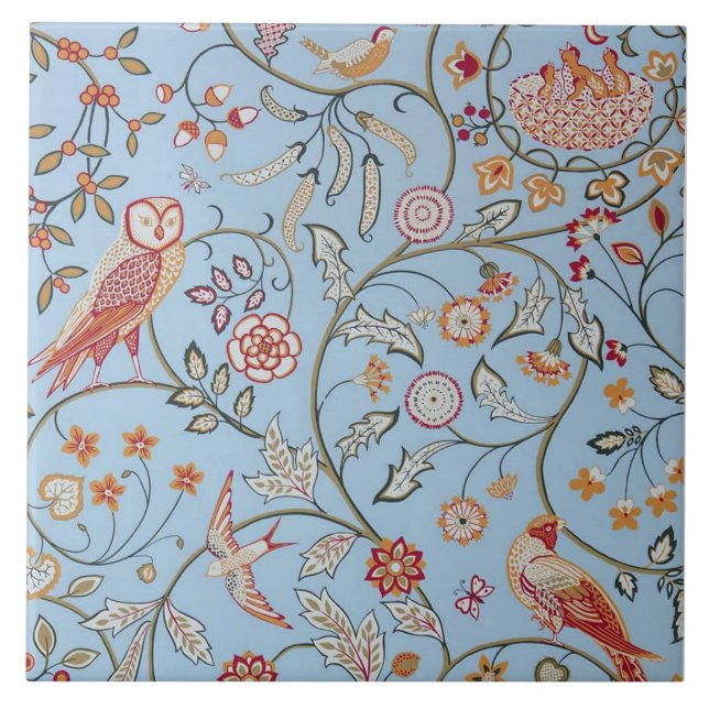 Vögel und Blume, William Morris Fliese (Vorderseite)