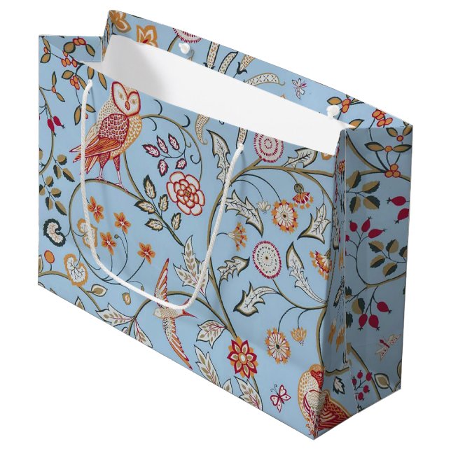 Vögel und Blume, William Morris große Geschenktasc Große Geschenktüte (Vorderseite Schrägansicht)