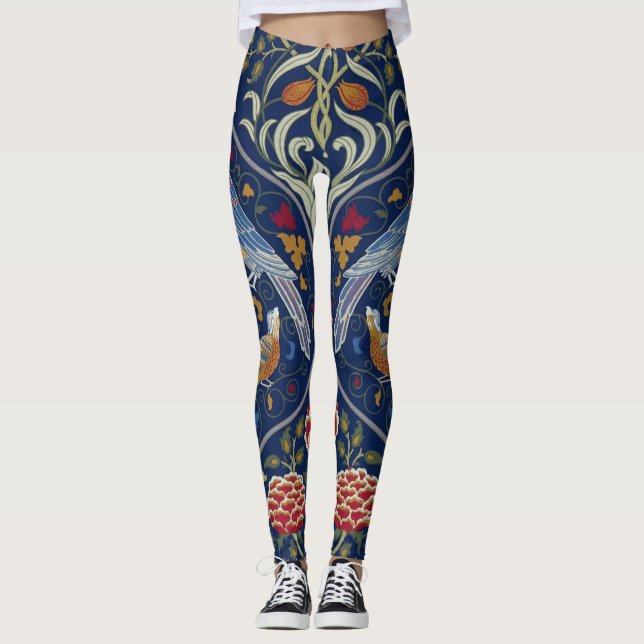 Vögel und Blume, William Morris Leggings (Vorderseite)