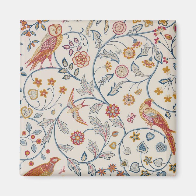 Vögel und Blume, William Morris Magnet (Vorne)