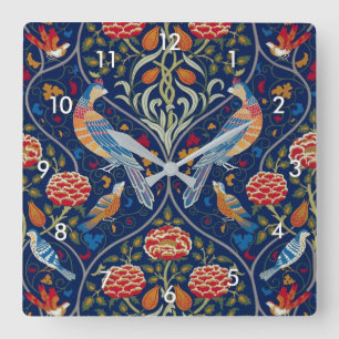 Vögel und Blume, William Morris Quadratische Wanduhr