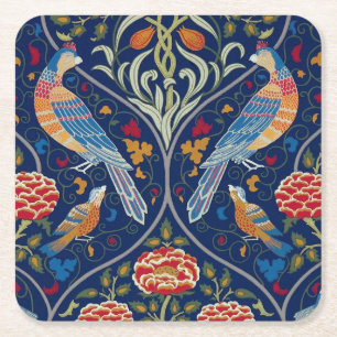 Vögel und Blume, William Morris Rechteckiger Pappuntersetzer