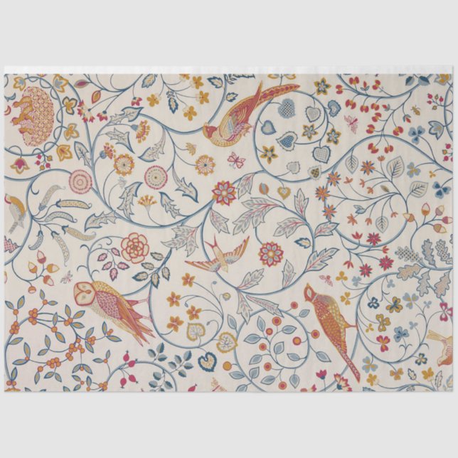Vögel und Blume, William Morris Seidenpapier (Vorderseite)
