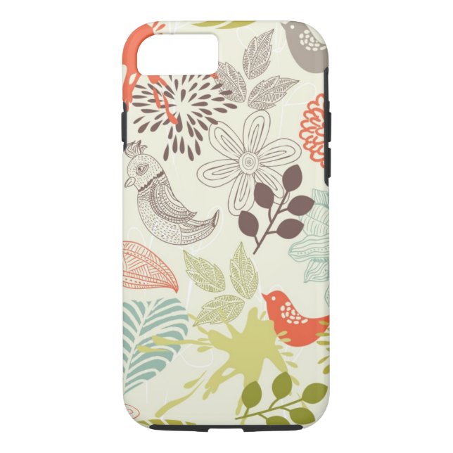 Vögel und Blumen Case-Mate iPhone Hülle (Rückseite)