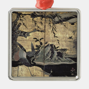 Vögel und Blumen der vier Jahreszeiten Silbernes Ornament