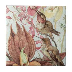 Vögel und Blumen Fliese