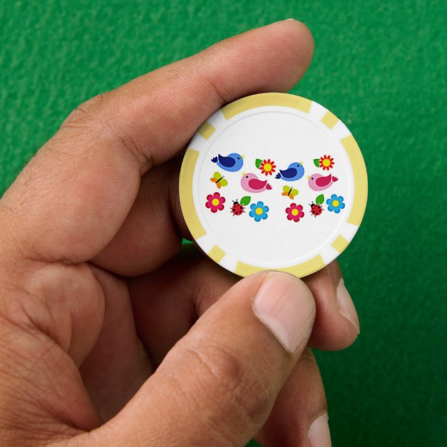 Vögel und Blumen Frühling Pokerchips (Hand)