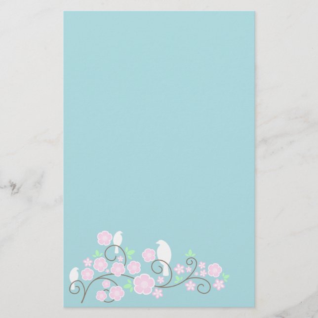 Vogel-und Blumen-Gewohnheits-Briefpapier Briefpapier (Vorderseite)