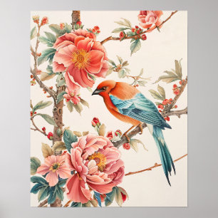 Vogel und Blumen Poster