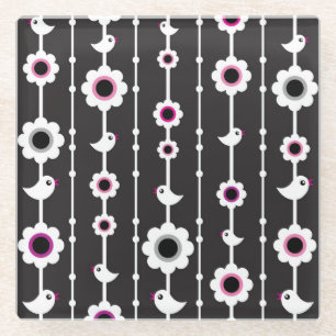 Vogel- und Blumenmuster Glasuntersetzer