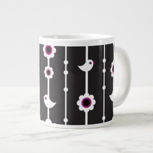 Vogel- und Blumenmuster Jumbo-Tasse