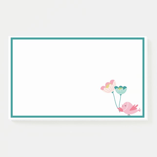 Vogel- und Blumennotizen Post-it Klebezettel (Vorderseite)