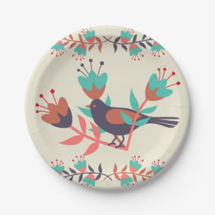 Vogel- und Blumenvorbildkunst Pappteller