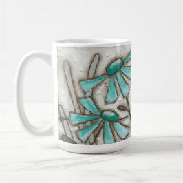 Vögel und Blüte/Laguna-Blau - Tasse