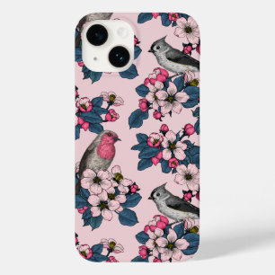 Vögel und Blüten auf rosa Case-Mate iPhone 14 Hülle