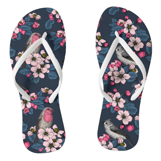 Vögel und Blüten Flip Flops (Fußbett)