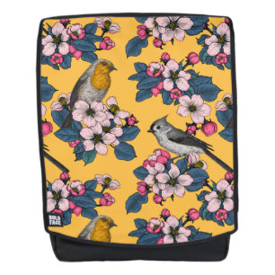 Vögel und Blüten in Gelb Rucksack