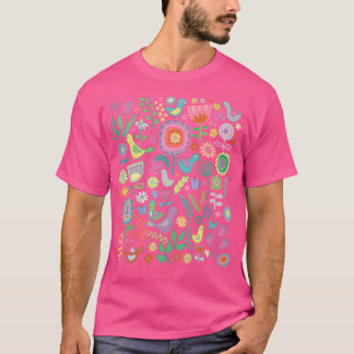 Vögel und Blüten - Paste auf Schwarz - Hübsche Flo T-Shirt