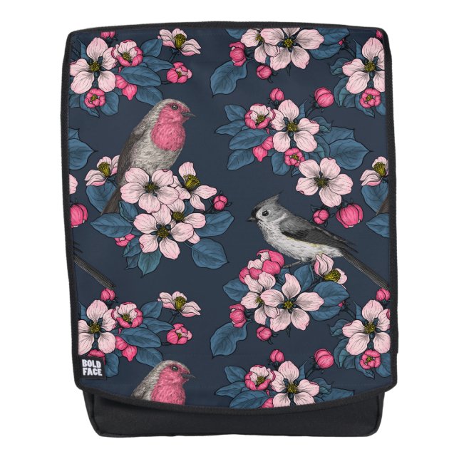 Vögel und Blüten Rucksack (Vorderseite)