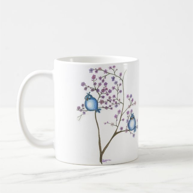Vögel und Blüten-Tasse Kaffeetasse (Links)