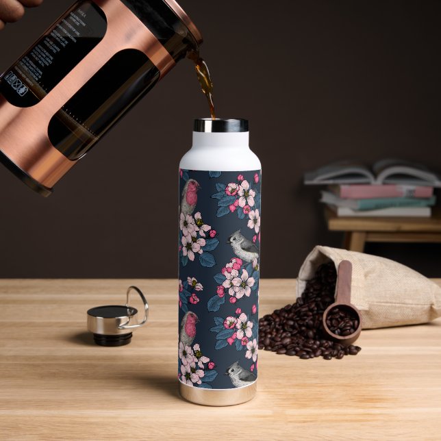 Vögel und Blüten Trinkflasche (Kaffee)