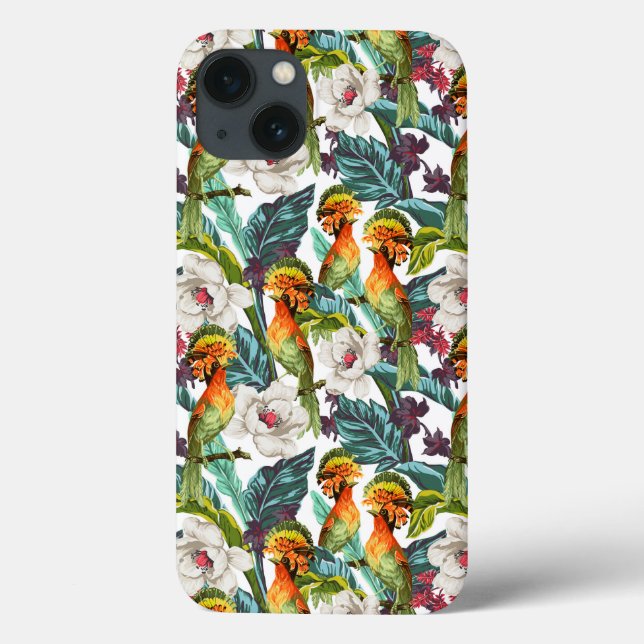 Vogel und exotisches Blumen-Muster Case-Mate iPhone Hülle (Rückseite)