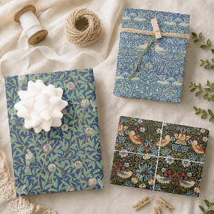 Vögel und Früchte Vintage William Morris Muster Geschenkpapier Set