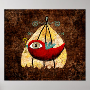 Vogel- und Geheimschlüsseldruck Poster