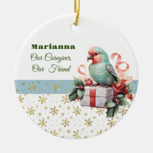 Vögel und Geschenke Blue Caregiver Rund Ornament