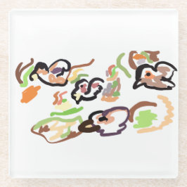 Vögel und Herbst Glasuntersetzer