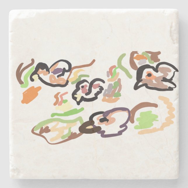 Vögel und Herbst Steinuntersetzer (Vorderseite)