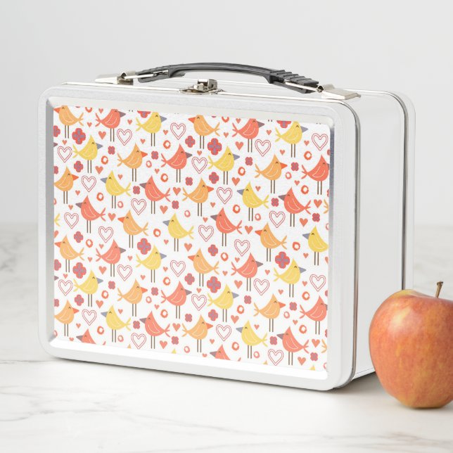 Vögel und Herzen Metall Lunch Box (Beispiel)