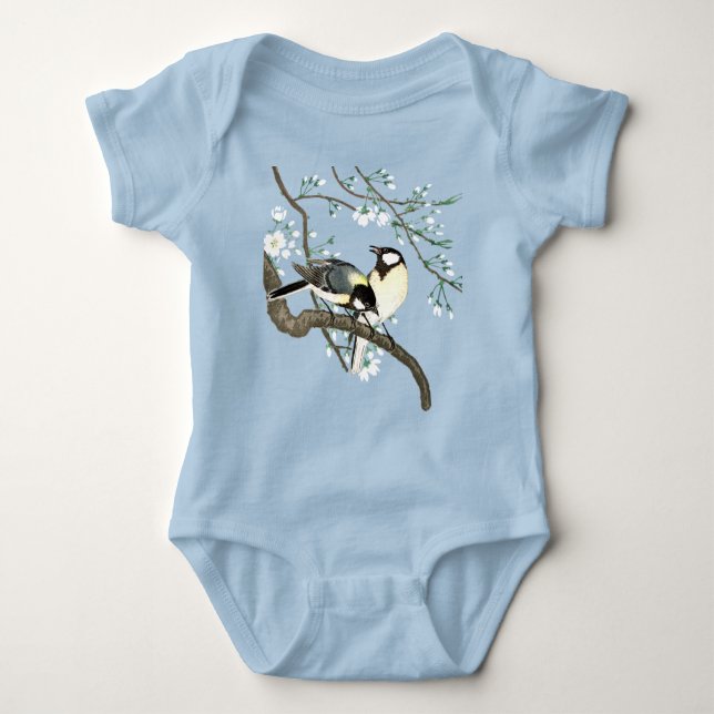 Vögel und Kirschblüten Ohara Koson Baby Strampler (Vorderseite)