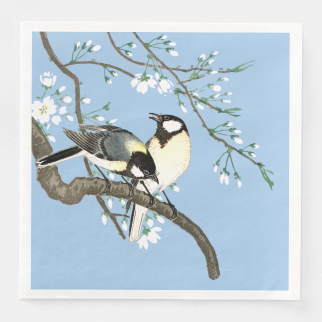 Vögel und Kirschblüten Ohara Koson Serviette (Vorderseite)
