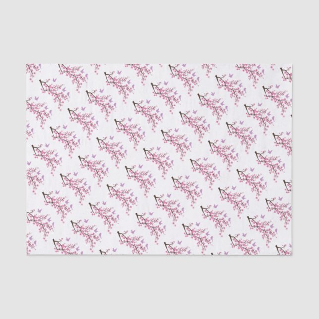 Vögel und Kirschblüten Seidenpapier (Vorderseite)