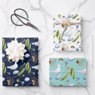 Vogel und Kornblumen Frühling Outdoor Brautparty Geschenkpapier Set