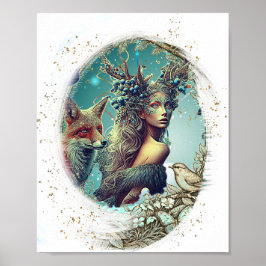 Vögel und Natur Fantasy Swirl Bilderrahmen Poster