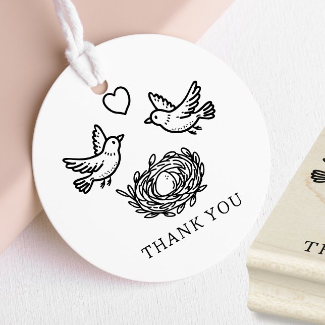 Vögel und Nest Baby Shower Danke Gummistempel (Von Creator hochgeladen)