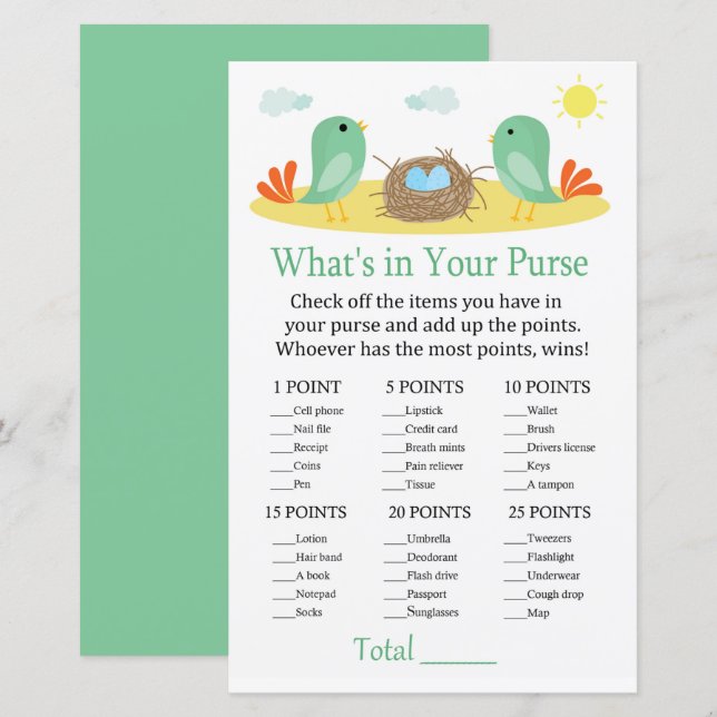 Vögel und Nest Was ist in Ihrer Baby-Show für Hand (Vorne/Hinten)