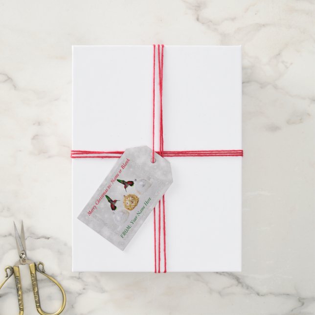 Vögel und Ornamente Geschenkanhänger (Mit Garn)