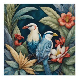 Vögel und Pflanzen der Tropen Poster