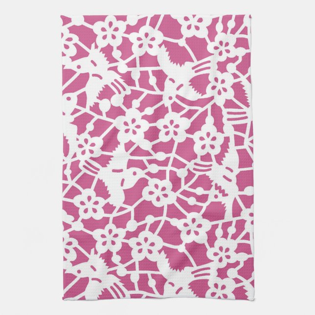 Vogel und Plum Blossom, japanisches Design Geschirrtuch (Vertikal)