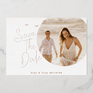 Vögel und raue Wälder Save the Date Folieneinladung