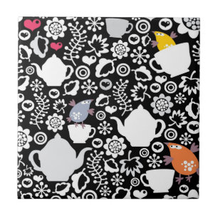 Vogel- und Schalenmuster Fliese